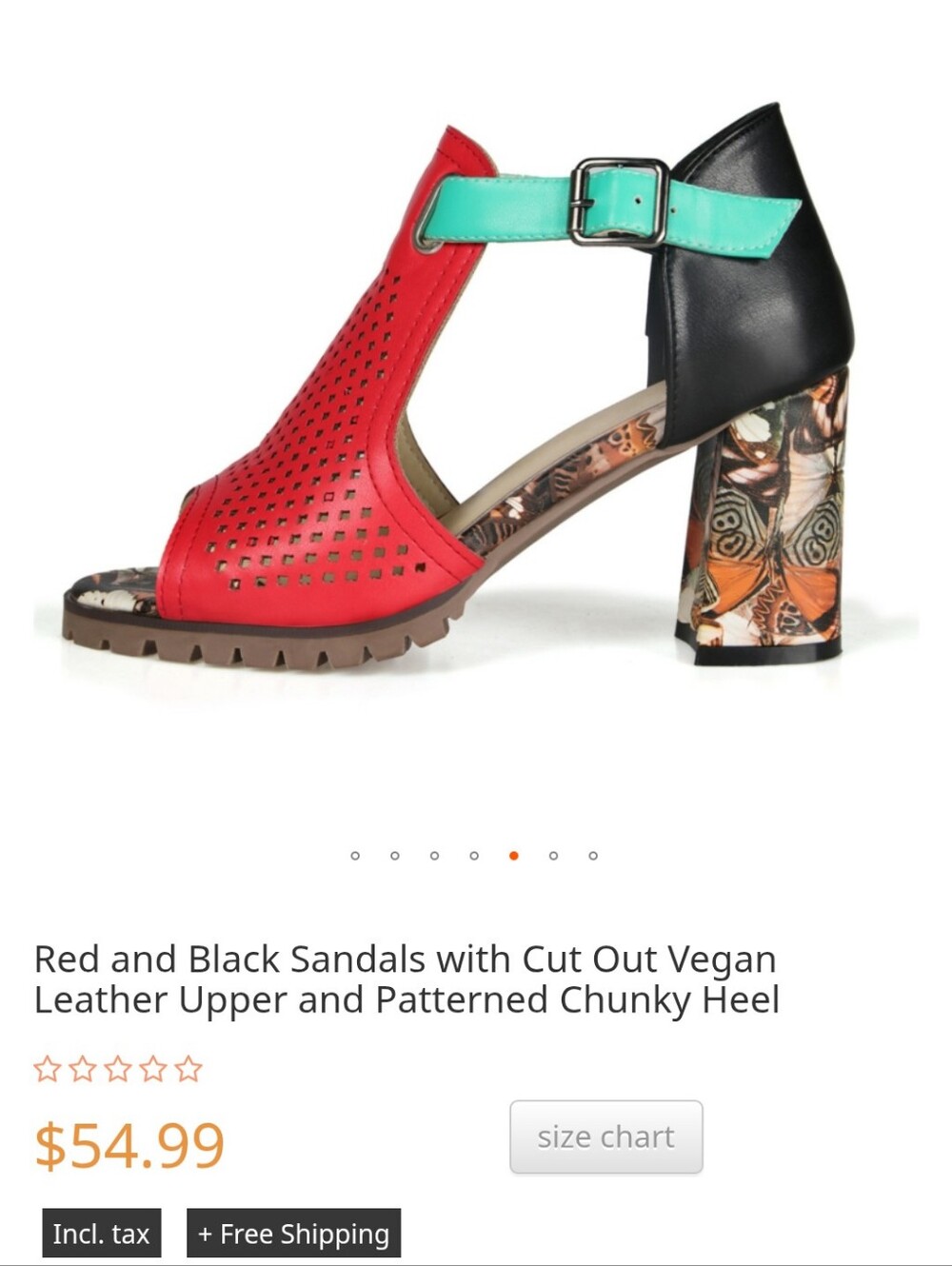 Red And Butterfly Motif Strap Open-Toe Heels
